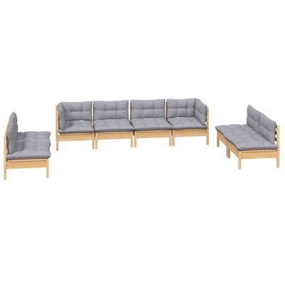 8 Piece Garden Lounge Set with Grey Cushions Solid Pinewood Payday Deals