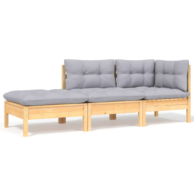 8 Piece Garden Lounge Set with Grey Cushions Solid Pinewood Payday Deals