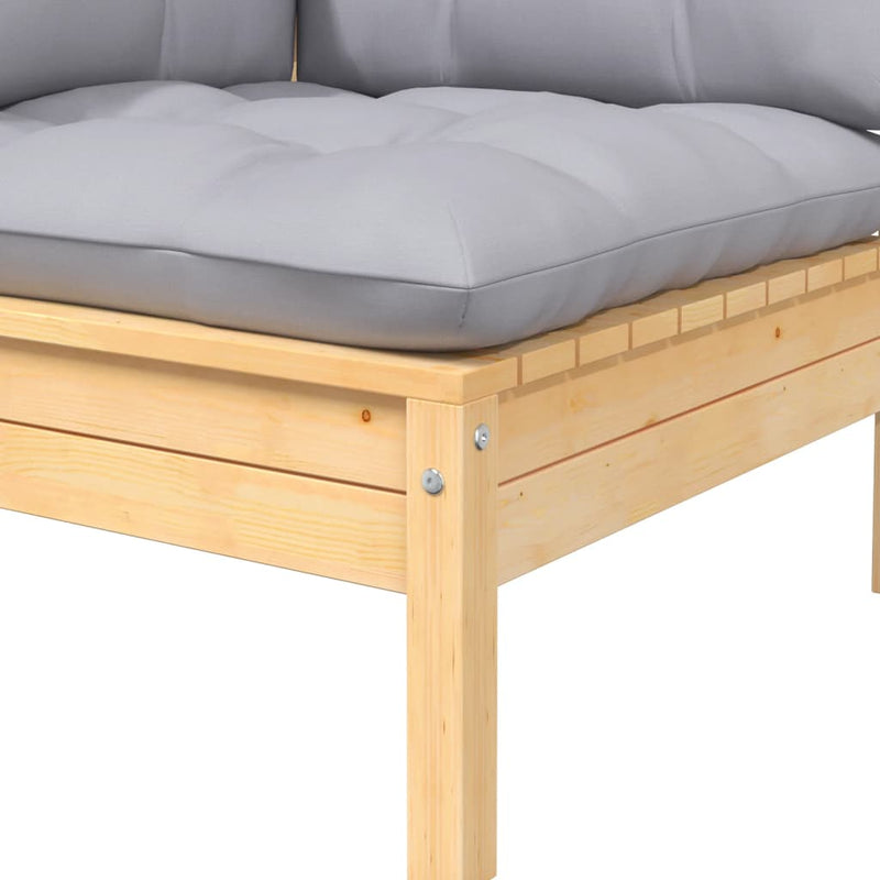 8 Piece Garden Lounge Set with Grey Cushions Solid Pinewood Payday Deals