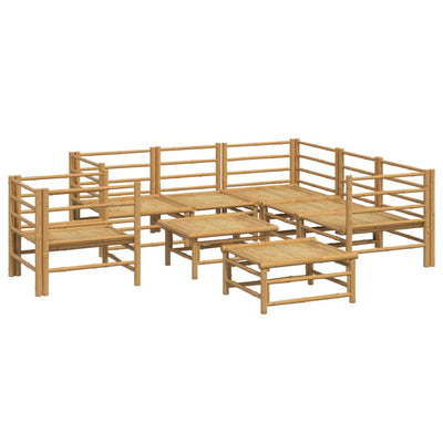 8 Piece Garden Lounge Set with Light Grey Cushions Bamboo Payday Deals