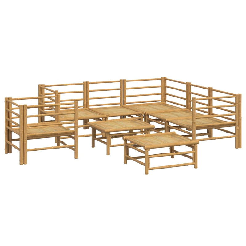 8 Piece Garden Lounge Set with Light Grey Cushions Bamboo Payday Deals