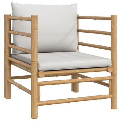 8 Piece Garden Lounge Set with Light Grey Cushions Bamboo Payday Deals