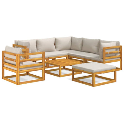 8 Piece Garden Lounge Set with Light Grey Cushions Solid Wood Payday Deals