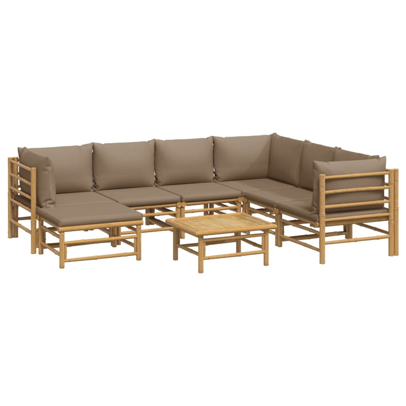 8 Piece Garden Lounge Set with Taupe Cushions  Bamboo Payday Deals