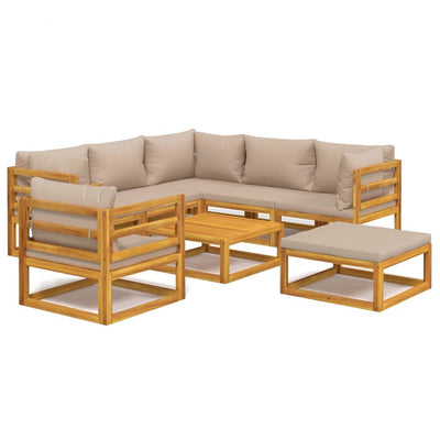 8 Piece Garden Lounge Set with Taupe Cushions Solid Wood Payday Deals