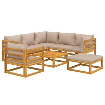 8 Piece Garden Lounge Set with Taupe Cushions Solid Wood Payday Deals