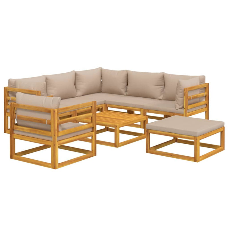 8 Piece Garden Lounge Set with Taupe Cushions Solid Wood Payday Deals
