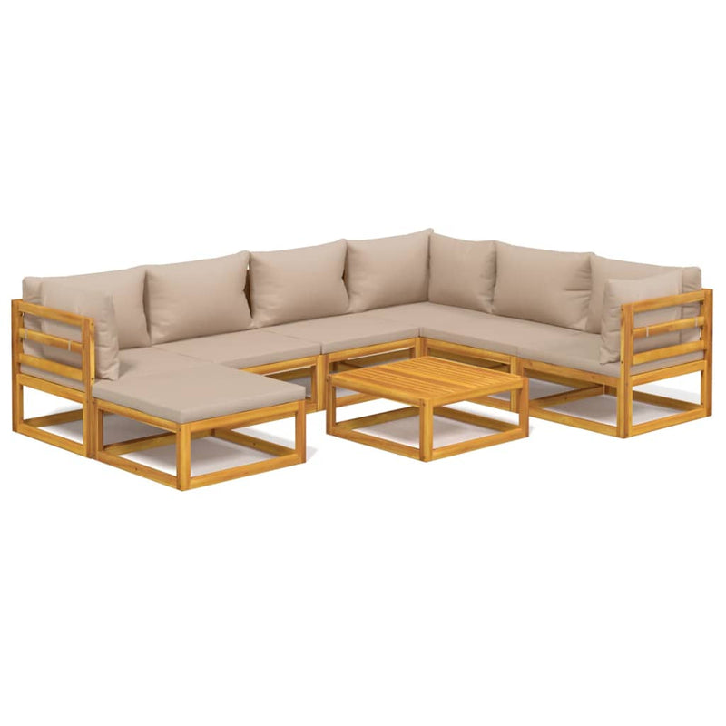 8 Piece Garden Lounge Set with Taupe Cushions Solid Wood Payday Deals