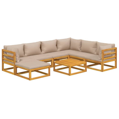 8 Piece Garden Lounge Set with Taupe Cushions Solid Wood Payday Deals