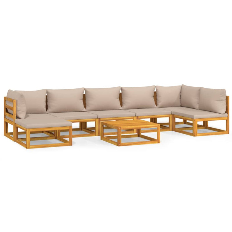 8 Piece Garden Lounge Set with Taupe Cushions Solid Wood Payday Deals