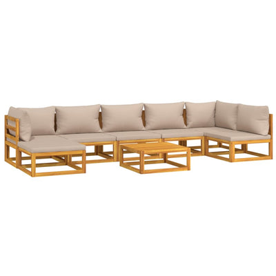 8 Piece Garden Lounge Set with Taupe Cushions Solid Wood Payday Deals