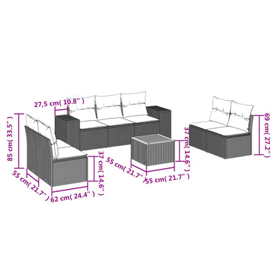 8 Piece Garden Sofa Set with Cushions Beige Poly Rattan Payday Deals