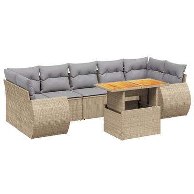 8 Piece Garden Sofa Set with Cushions Beige Poly Rattan Payday Deals