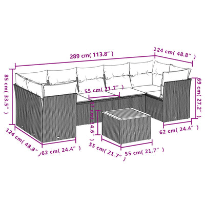 8 Piece Garden Sofa Set with Cushions Beige Poly Rattan Payday Deals