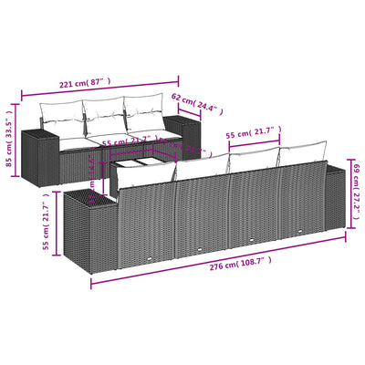 8 Piece Garden Sofa Set with Cushions Beige Poly Rattan Payday Deals