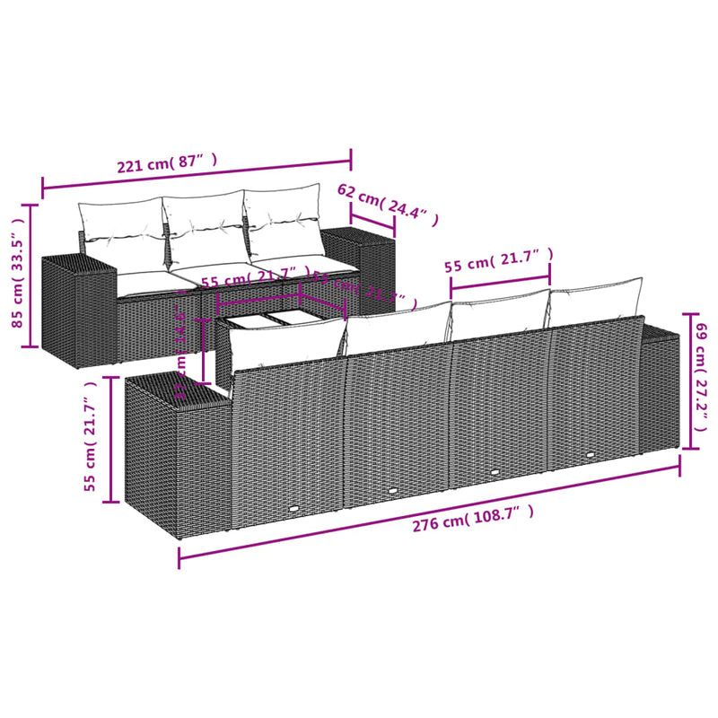 8 Piece Garden Sofa Set with Cushions Beige Poly Rattan Payday Deals