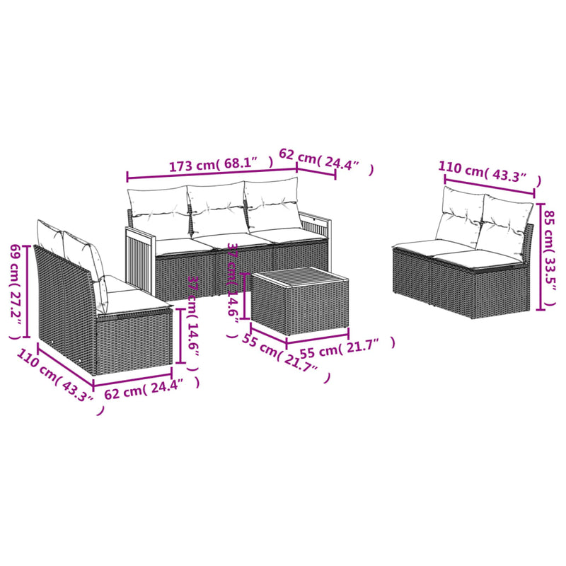 8 Piece Garden Sofa Set with Cushions Beige Poly Rattan Payday Deals