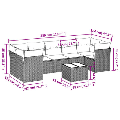 8 Piece Garden Sofa Set with Cushions Beige Poly Rattan Payday Deals