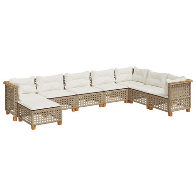 8 Piece Garden Sofa Set with Cushions Beige Poly Rattan Payday Deals