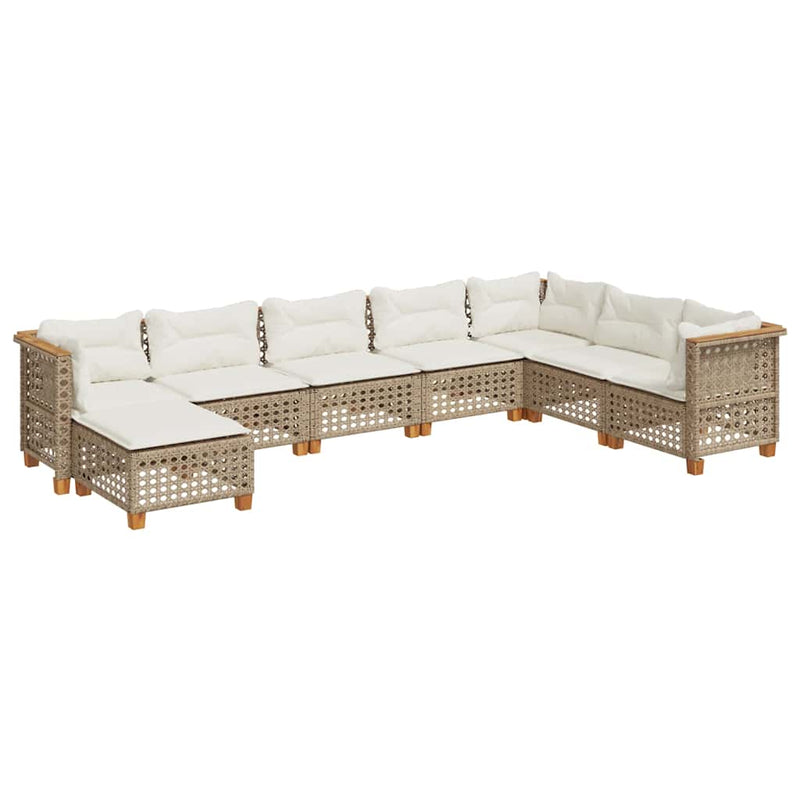 8 Piece Garden Sofa Set with Cushions Beige Poly Rattan Payday Deals
