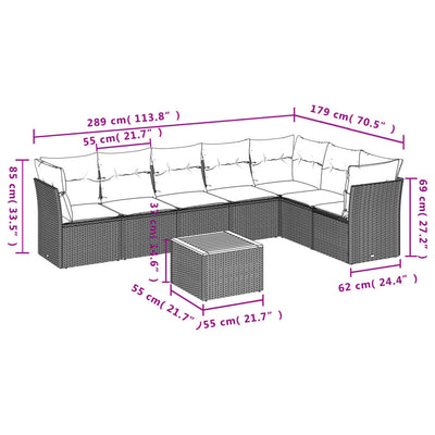 8 Piece Garden Sofa Set with Cushions Beige Poly Rattan Payday Deals