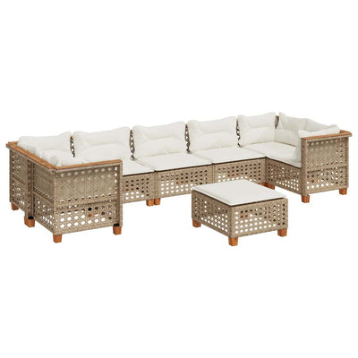 8 Piece Garden Sofa Set with Cushions Beige Poly Rattan Payday Deals