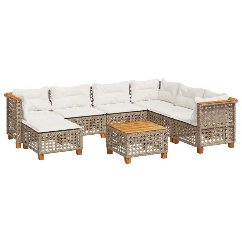 8 Piece Garden Sofa Set with Cushions Beige Poly Rattan Payday Deals