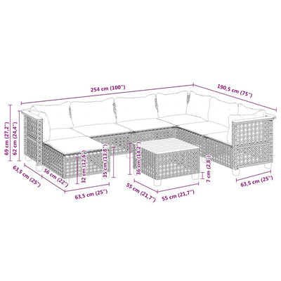 8 Piece Garden Sofa Set with Cushions Beige Poly Rattan Payday Deals