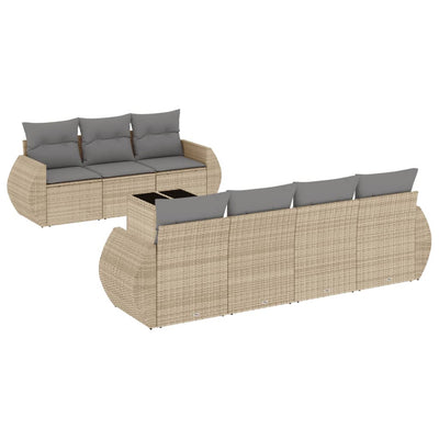 8 Piece Garden Sofa Set with Cushions Beige Poly Rattan Payday Deals