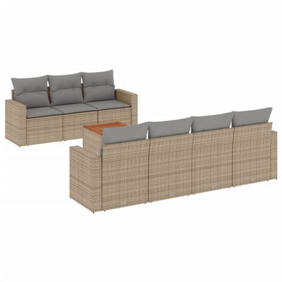 8 Piece Garden Sofa Set with Cushions Beige Poly Rattan Payday Deals