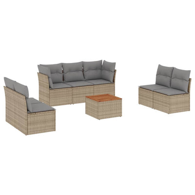 8 Piece Garden Sofa Set with Cushions Beige Poly Rattan Payday Deals