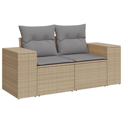 8 Piece Garden Sofa Set with Cushions Beige Poly Rattan Payday Deals