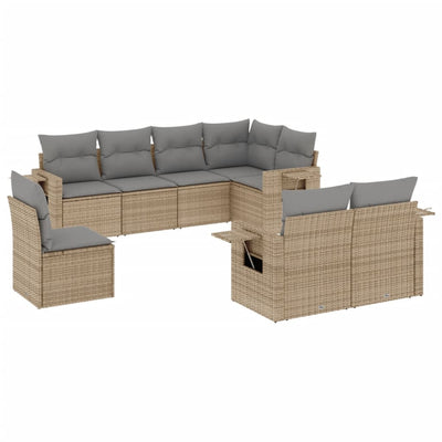 8 Piece Garden Sofa Set with Cushions Beige Poly Rattan Payday Deals