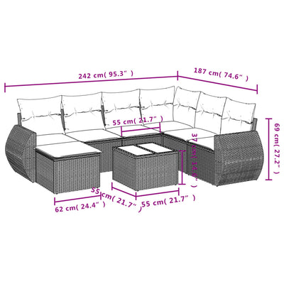 8 Piece Garden Sofa Set with Cushions Black Poly Rattan Payday Deals