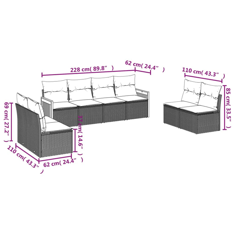 8 Piece Garden Sofa Set with Cushions Black Poly Rattan Payday Deals