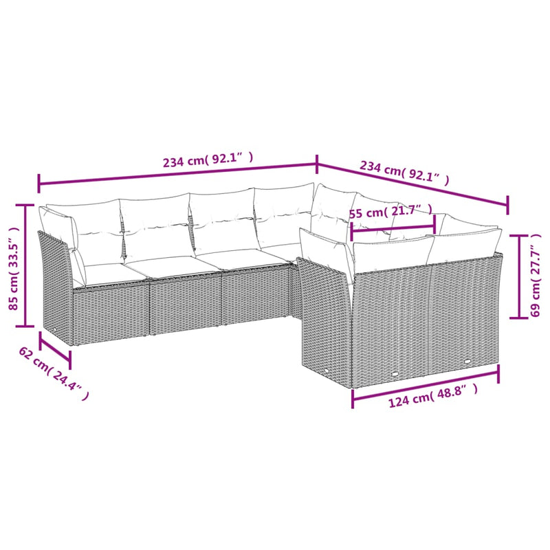 8 Piece Garden Sofa Set with Cushions Black Poly Rattan Payday Deals