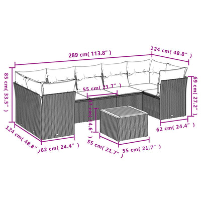 8 Piece Garden Sofa Set with Cushions Black Poly Rattan Payday Deals