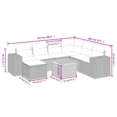 8 Piece Garden Sofa Set with Cushions Black Poly Rattan Payday Deals