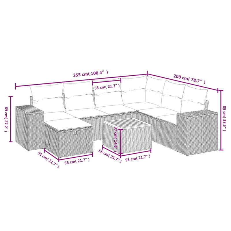 8 Piece Garden Sofa Set with Cushions Black Poly Rattan Payday Deals