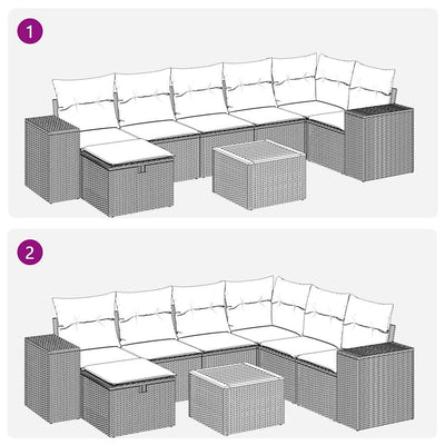 8 Piece Garden Sofa Set with Cushions Black Poly Rattan Payday Deals