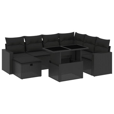 8 Piece Garden Sofa Set with Cushions Black Poly Rattan Payday Deals