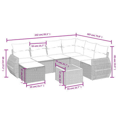 8 Piece Garden Sofa Set with Cushions Black Poly Rattan Payday Deals
