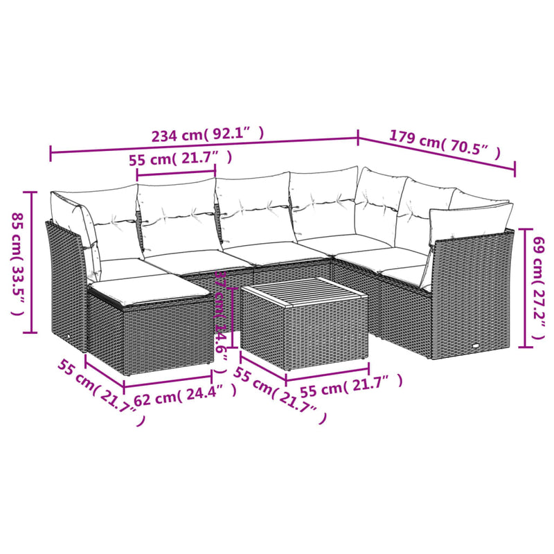 8 Piece Garden Sofa Set with Cushions Black Poly Rattan Payday Deals