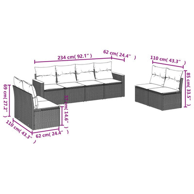 8 Piece Garden Sofa Set with Cushions Black Poly Rattan Payday Deals