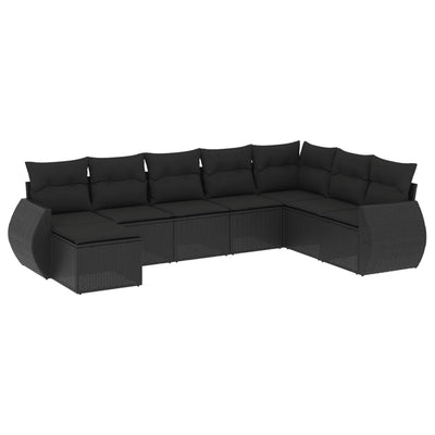 8 Piece Garden Sofa Set with Cushions Black Poly Rattan Payday Deals