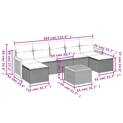 8 Piece Garden Sofa Set with Cushions Black Poly Rattan Payday Deals