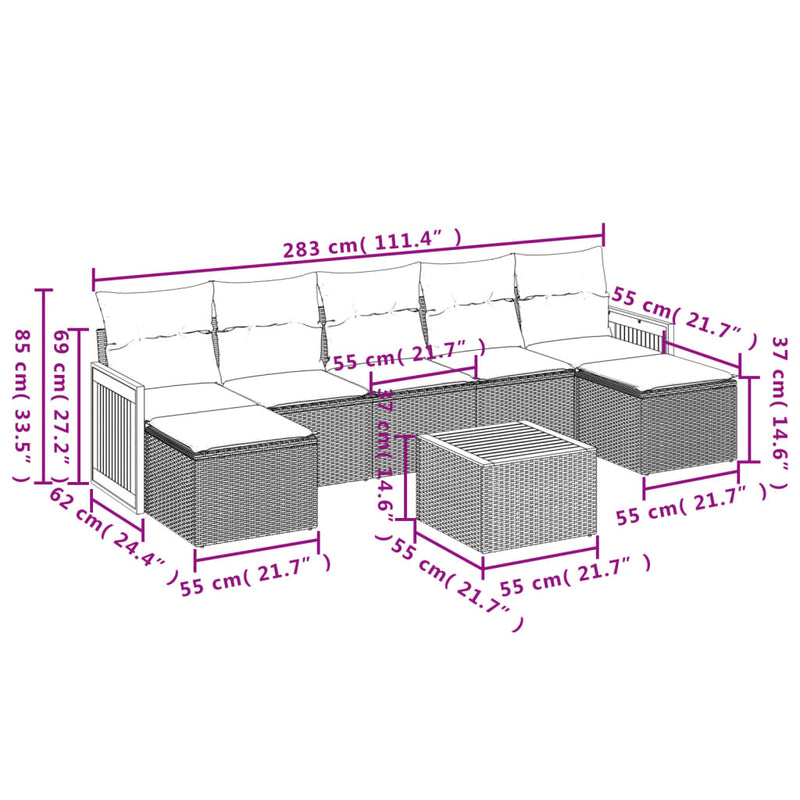 8 Piece Garden Sofa Set with Cushions Black Poly Rattan Payday Deals