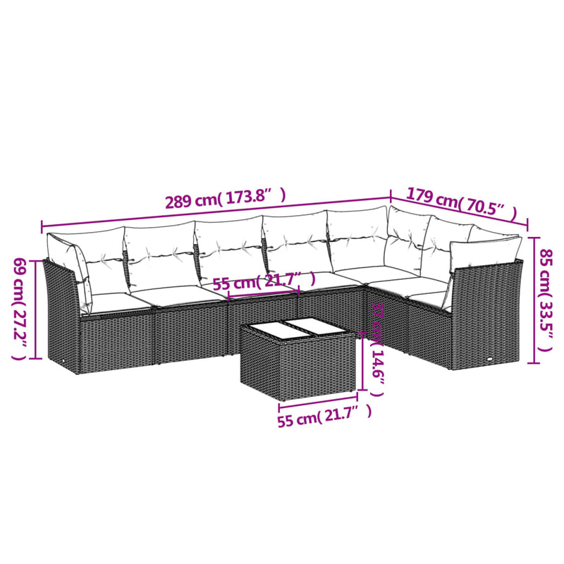 8 Piece Garden Sofa Set with Cushions Black Poly Rattan Payday Deals
