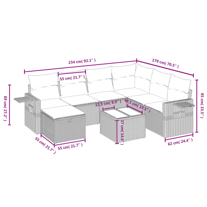 8 Piece Garden Sofa Set with Cushions Black Poly Rattan Payday Deals