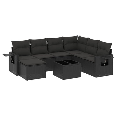 8 Piece Garden Sofa Set with Cushions Black Poly Rattan Payday Deals